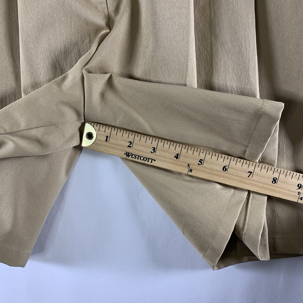 Womens High Rise Pleated Tailored Bermuda Shorts Sz M Khaki Mimimalist Preppy - Picture 8 of 13